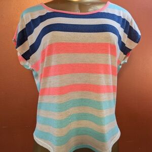 Blue Planet Short Sleeve Striped Shirt Size Medium
